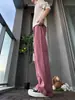 Jeans rosados de corte oblicuo cleanfit con microcampana para hombre, pantalones de algodón puro lavados para otoño, corte slim, moldeadores del cuerpo, pantalones de pierna recta