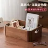 Caja de Almacenamiento de Escritorio de Nogal Negro, a Prueba de Polvo, Madera Maciza, Caja de Almacenamiento Móvil para Artículos Varios y Juegos de Té