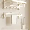 Toallero de Aluminio Espacial Perforado Estilo Crema Toallero de Baño Estante de Baño Colgador Juego de Cinco Piezas para Inodoro