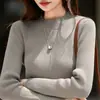 Nuevo top de punto básico de cuello medio ajustado para comercio exterior transfronterizo, suéter de punto holgado y versátil para otoño e invierno