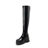 2024 nuevas botas muffin de suela gruesa botas de tacón alto zapatos casuales botas de jinete elásticas hasta la rodilla 40-43 botas de comercio exterior