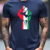 Camiseta Patriótica de Algodón Puro para Hombre con Gráfico de Puño Talla Europea Micro-Stch