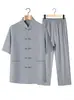 Camisas de Manga Corta con Hojas de Bambú para Hombres de Mediana Edad y Mayores, Trajes Casuales de Verano, Camisas Finas de Verano para Papá, Trajes Tang para Papá Mayor