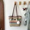Bolso de Mano Tipo Tote Estilo Étnico de Moda Transfronterizo para Mujer Verano 2026 Nuevo Estilo Tejido de Paja Bloqueo de Color Bolso de Hombro Bolso de Axila de Moda