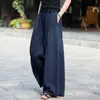 Pantalones de pierna ancha de ramio para mujer, Novedad Primavera y Otoño 2026, Pantalones casuales rectos holgados de algodón y lino para mujer