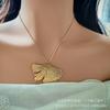 Amazon Nueva Moda Collar con Colgante de Hoja de Ginkgo para Mujer Todo-partido Acero Inoxidable de Alta Calidad Joyería de Oro de 18K