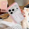 Capa de celular de desenho animado doce e fofa para Apple 17, iPhone 18 PM, estilo feminino, 16 com moldura rosa, 15 capa macia de cobertura total