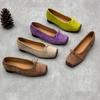 Zapatos de Ballet Retro con Lazo de Cuero Genuino para Mujer, Zapatos Mary Jane de Cuero Genuino con Boca Baja y Tacón Grueso, Punta Cuadrada Versátil con Boca Baja