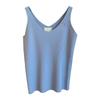 Moda de Verano Camisola de Cuello en V para Mujer 2024 Primavera y Verano Ropa Interior Tejido de Seda de Hielo Camiseta Base Tejida Top sin Mangas Chica Caliente