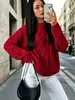 Nuevo suéter de punto casual suelto de color liso transfronterizo europeo y americano, suéter de punto trenzado de cuello redondo para otoño e invierno para mujer