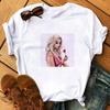 2023 Camiseta de manga corta para mujer, moda estampada, camisa básica, entrega de una pieza, cuello redondo