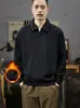 Moletom novo de primavera com gola meio zíper para homens, camisa polo pesada primavera/outono 2026, top retrô de manga longa meio aberto
