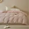 Item de tecido de malha escovada 100% algodão de grau A ~ Conjunto de capa de edredom e lençol de cor sólida estilo coreano com textura macia tipo nuvem, perfeito para roupas de cama quentes de outono e inverno