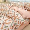 Juego de cama de cuatro piezas con diseño floral pequeño de cachemira estilo pastoral, sábana gruesa lijada, funda de edredón, juego de tres piezas para dormitorio de estudiantes
