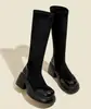 Botas de Mujer para Viaje Otoño/Invierno Tacón Grueso Buena Elección Conjunto Botas de Mujer Versátil Temperamento Tipo Calcetín Cómodas Elásticas Botas Largas 2026