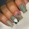 Coleção de nail art de Natal transfronteiriça: Pontas de unha pré-desenhadas, prontas para usar e adesivos para unhas postiças, 24 peças, designs de nail art de Natal removíveis