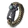 Pulsera de Paracord de Emergencia para Exteriores, Brújula de Pedernal Multifuncional para Exteriores, Pulsera Táctica, Equipo de Supervivencia para Montañismo