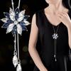 Collar largo de cadena para suéter con accesorios florales transfronterizos para mujer, colgante de borla de cristal, colgante para ropa, joyería simple al por mayor