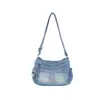 Bolso de mezclilla lavado de moda estilo coreano con bloques de color modernos 2026 nuevo bolso cuadrado pequeño ligero bolso cruzado casual para mujer