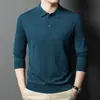 Suéter de Lã High-End Tendência para Homens com Seda de Amora, Suéter Básico de Malha Casual Solto com Gola Lapela para Homens