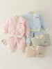 Conjunto de roupas de algodão para bebê, agasalho de inverno para bebês, espessado, quente, forrado com fleece, peças acolchoadas separadas, jaqueta e calça de algodão para crianças