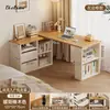 Mesa de canto em madeira maciça para uso doméstico, escrivaninha de estudo e escrita com estante, mesa integrada, penteadeira de quarto, mesa de computador em L ao lado da cama