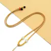 Colar Gargantilha Ajustável de Ouro Envolto Feito à Mão de Alta Qualidade Cordão Pingente de Jade Dourado Corda de Joia para Homens e Mulheres