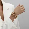 Pulseiras Populares Europeias e Americanas Transfronteiriças, Modernas e Personalizadas, Galhos Exagerados de Formato Especial, Joia de Pulseira de Metal com Abertura de Mola de Borda Larga