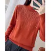 Top de punto transfronterizo para mujer Otoño Invierno con cuello semi alto Nuevo estilo Pedrería Hotfix Capa base para mujer Coreano de alta gama