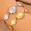 Pulsera de Acero Inoxidable de Moda Europea y Americana con un Toque Oceánico de Alta Gama, Pulsera de Concha Europea y Americana Transfronteriza para Mujer, Joyería de Lujo Ligero de Nicho