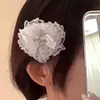 Nuevo Pasador de Encaje Cruzado de Halloween para Mujer, Accesorio de Pinza Lateral con Forma de Corazón y Lazo Estilo Gótico Oscuro