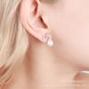 Pendientes de Perlas de Agua Dulce Naturales para el Día de la Madre, Simples y de Moda, Pendientes con Corazón Femenino, Colgantes de Oreja con Lazo, Disponibles Exclusivamente para Venta Transfronteriza