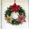 Decorações de Natal, flores de poinsétia brilhantes, poinsétias artificiais, enfeites de Natal, flores artificiais de Natal, flores de Natal no atacado