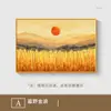 Pintura Decorativa para Sala de Estar Paisagem Nascer do Sol no Leste Campo de Trigo Dourado Pintura para Pendurar na Parede de Fundo do Sofá Bom Presságio Atraindo Riqueza Pintura de Parede