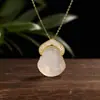 Plata S925 Buda Estilo Mil Oro Diamante Calcedonia Blanca Hielo Buda Panzudo Grande Collar Colgante Maitreya Joyería Nueva Estilo Chino para Mujer