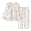 Pijama de Primavera y Otoño Algodón Nube Estilo Dulce Manga Larga Pantalón Largo Niñas Estudiantes de Secundaria Lindos Dibujos Animados Ropa de Casa Conjunto para Niños Grandes