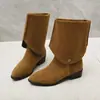 Botas Femininas 2024 Outono e Inverno Novo Estilo Britânico Bico Fino Salto Grosso Duas Formas Um Passo Botas Femininas Atacado