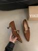 Zapatos de Tacón Alto con Punta Fina para Viajar 2025 Primavera y Otoño Retro Gamuza Mary Jane Zapatos de Salón Tacones Altos con un Toque de Lujo Ligero y Gama Alta