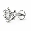 Piercing Labial de Titânio G23 Quadrado Semicírculo Coração Zircônia Rosca Interna Piercing de Osso da Orelha Titânio Gota Planeta Joia