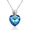925 prata esterlina pingente coração do oceano austríaco cristal moda colar pingente prata bonita marca joias presente