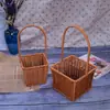 Cesta portátil de Rattan Cesta trançada de Rattan ferro vintage arranjo de flores pastoril cesta portátil de flores cesta trançada