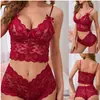 Lingerie Sexy Comércio Exterior Fontes Europeias e Americanas Sexy Renda Transparente Tira Ajustável Sutiã Corset Conjunto de Lingerie Provocante