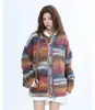 Otoño e Invierno Tendencia Nacional Medra Ropa de Punto para Pareja Hombres y Mujeres Holgado Pintura al Óleo Gradiente de Color Arcoíris Cárdigan Suéter Chaqueta