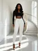 Jeans Ajustados Blancos Lavados Estilo Europeo y Americano para Commuter, Pantalones de Lápiz Ajustados con Dobladillo Enrollado, Moda para Mujer Directo de Fábrica