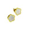 Pendientes de Fritillaria Blanca Elegantes Japoneses y Coreanos Pendientes Simples de Trébol de Cinco Hojas Pendientes de Flor de Acero de Titanio 18K Dorados de Moda para Mujeres