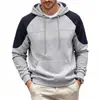 Sudadera con capucha para hombre, estilo europeo transfronterizo, peso pesado, con felpa extra, diseño de retazos en bloques de color, holgada, casual, deportiva, para exteriores