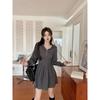 Vestido Sudadera Casual con Capucha Negro Talla Grande para Mujer en Otoño e Invierno mm Gordita Aspecto Adelgazante de Cintura Alta Falda Corta Línea A