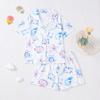Conjunto de pijama infantil estampado para meninas de meia-idade, novo, para exportação transfronteiriça, ideal para todas as estações. Inclui shorts de manga curta, cardigã e muito mais.