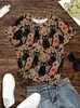 Amazon Transfronterizo Nuevo Estampado Animal Verano Manga Corta Europeo y Americano Cuello Redondo Camisetas para Mujer Tops Venta al por Mayor