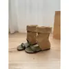 Primer Encuentro con las Sandalias Retro de Una Correa con Tacón Oculto, Nuevo Modelo 2026, Sandalias de Punta Abierta para Chica Audaz, Botines Cortos Fruncidos